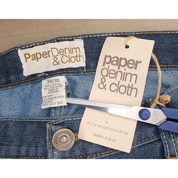 Rare Paper Denim & Cloth 38/30 Cotton/Poly Distressed Men July 2011 Jeans - Picture 10 of 11